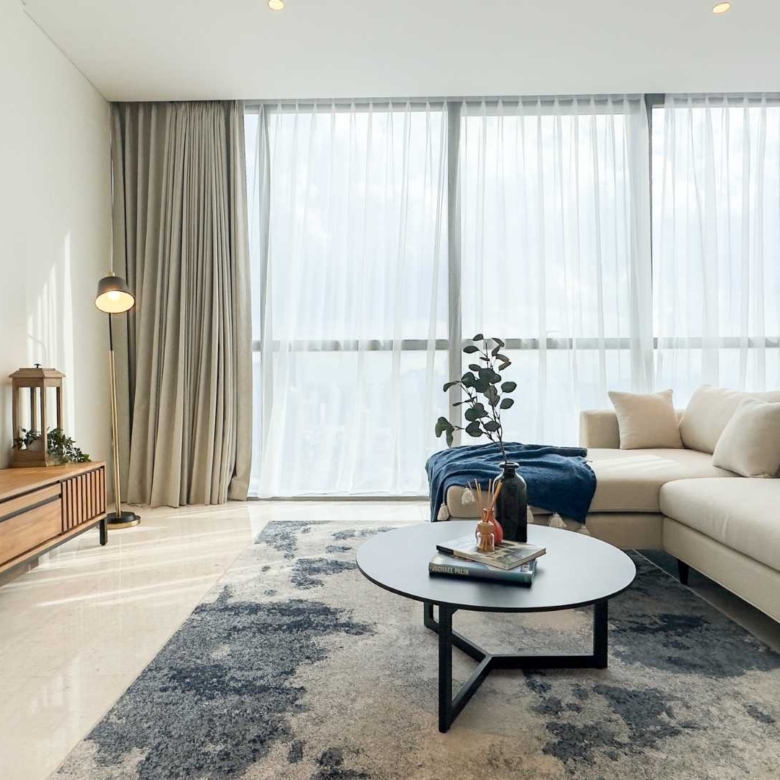 Casa Domaine-2BR-Full Furnished Living Room with Premium Interior