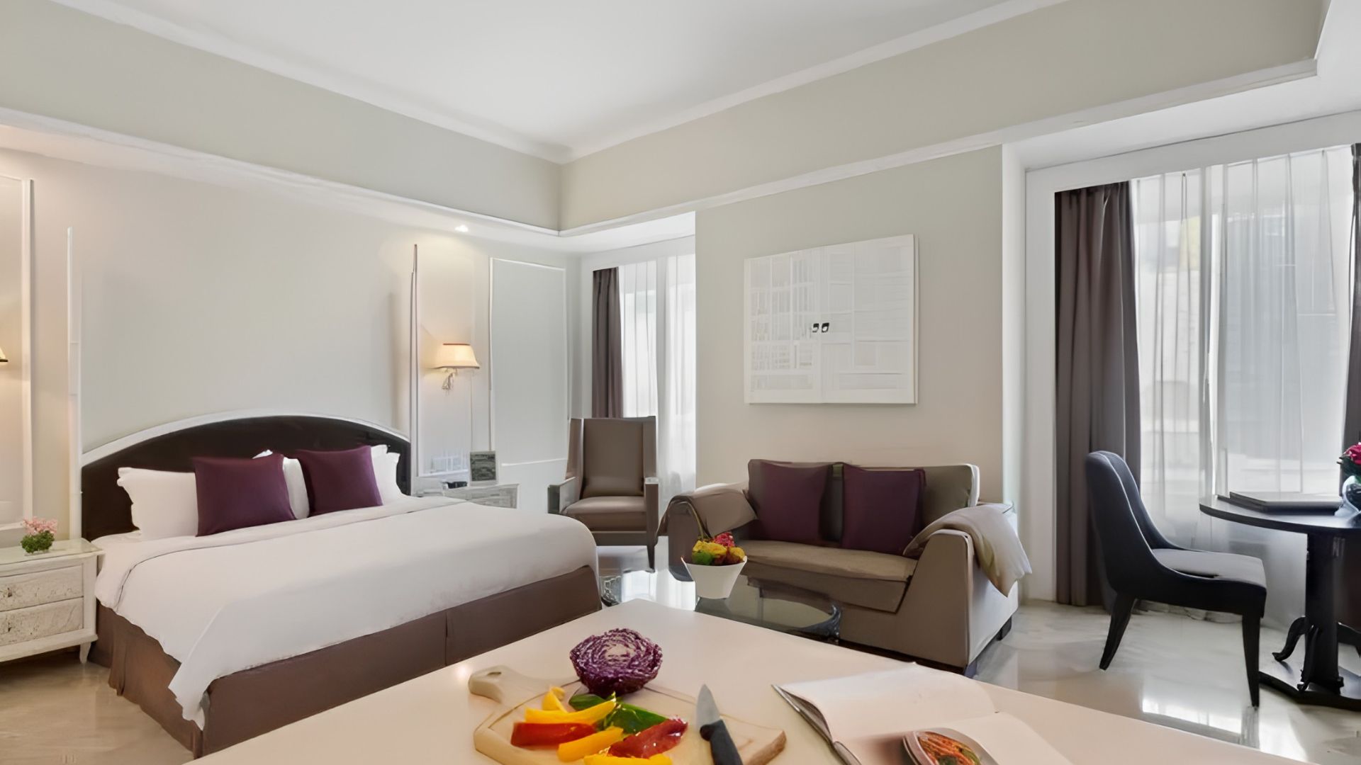 Ascott – 1BR – Master Bedroom and Living Area – 001 Ascott Jakarta – Premium 1BR Serviced Apartment