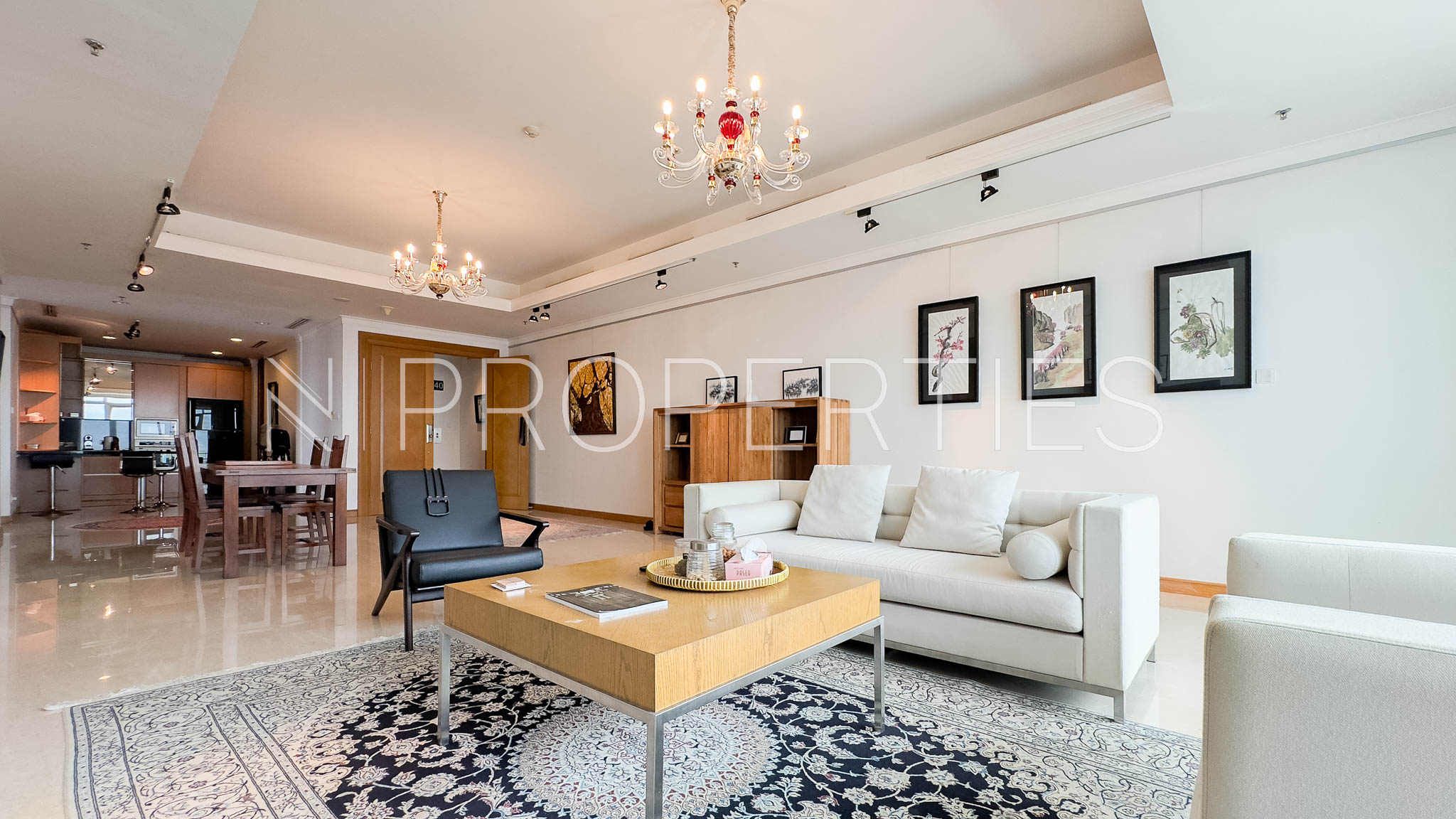 Kempinski 40D – Living Area 2 Kempinski Private Residence – 3BR Comfort Apartment
