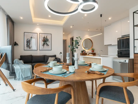 South Quarter Staging-Dining, Kitchen & Living Area