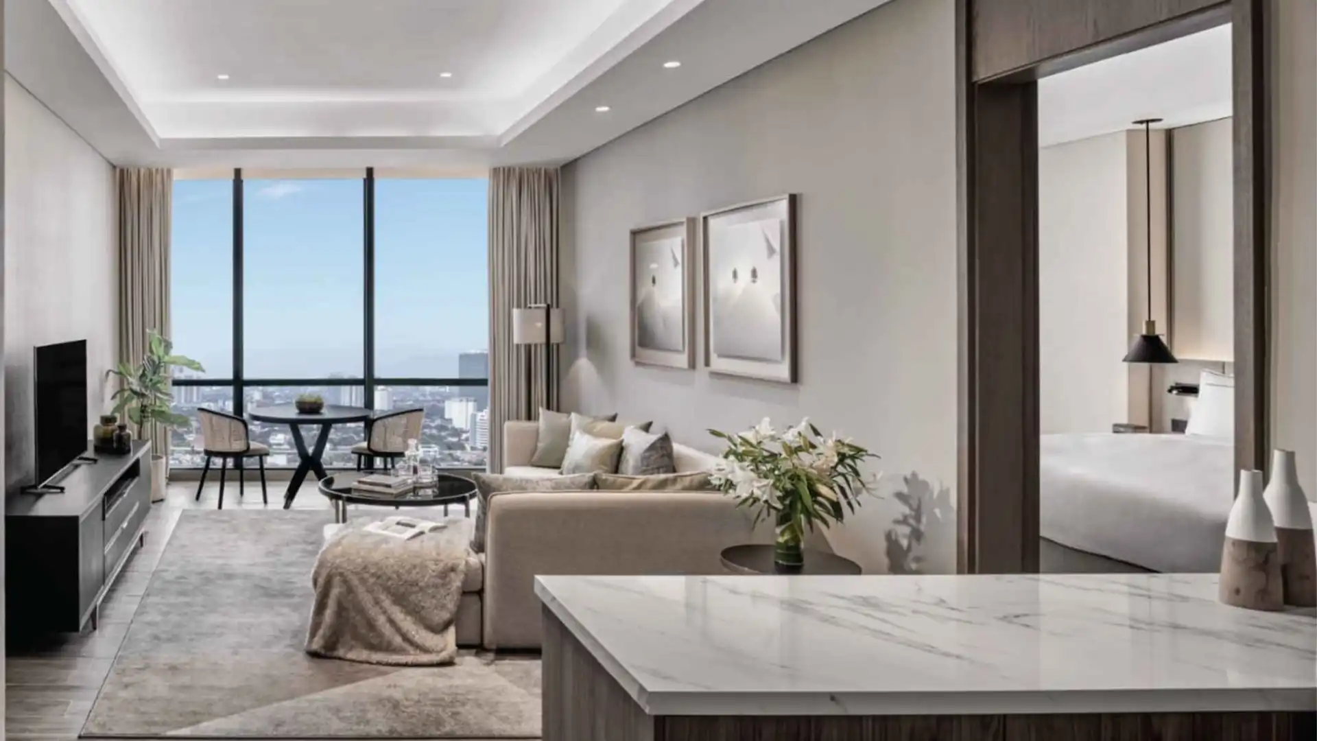 ASTHA RESIDENCE-1BR-LIVING & DINING AREA FROM KITCHEN VIEW ASHTA Residence – Comfortable 1BR Serviced Apartment