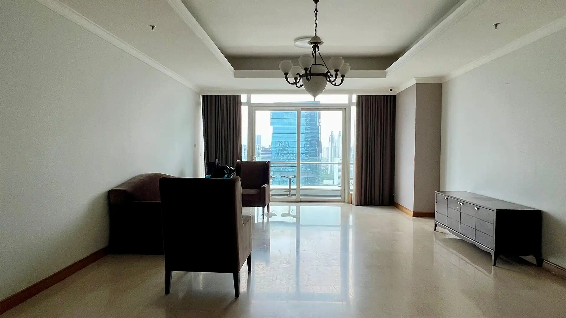 KEMPI-2BR-LIVING AREA FROM KITCHEN Kempinski Private Residence – Luxury Expansive 2BR