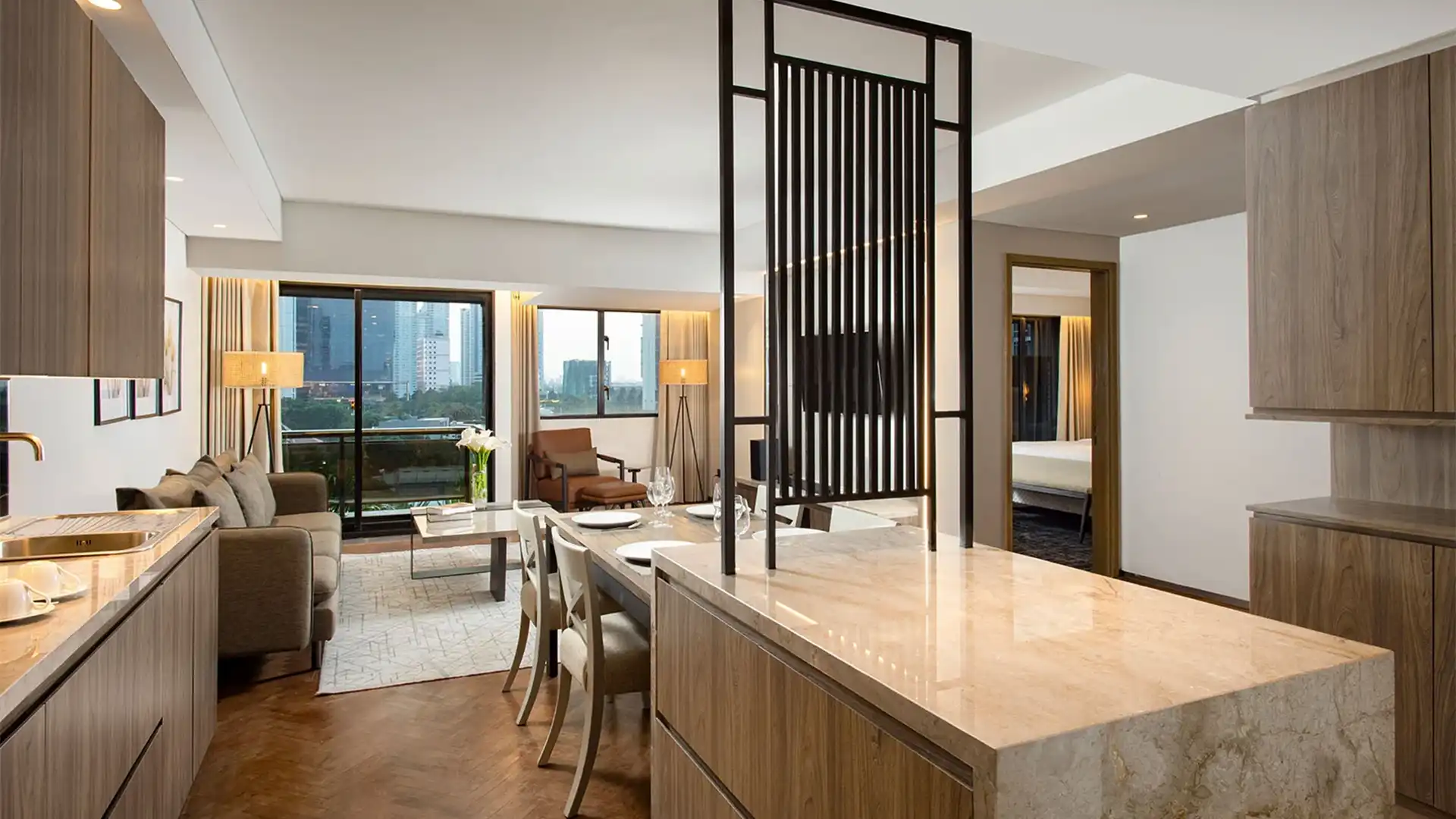 OAKWOOD-2BR-KITCHEN AREA VIEW OPEN SPACE Oakwood Suites Kuningan – Well-Proportioned 2BR