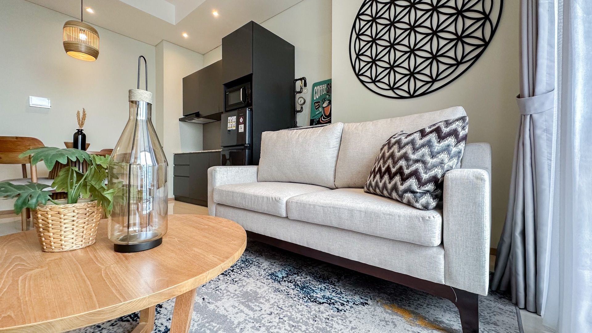 Samara Suites-2BR-Living area detail Walkable LRT Access at Samara Suites