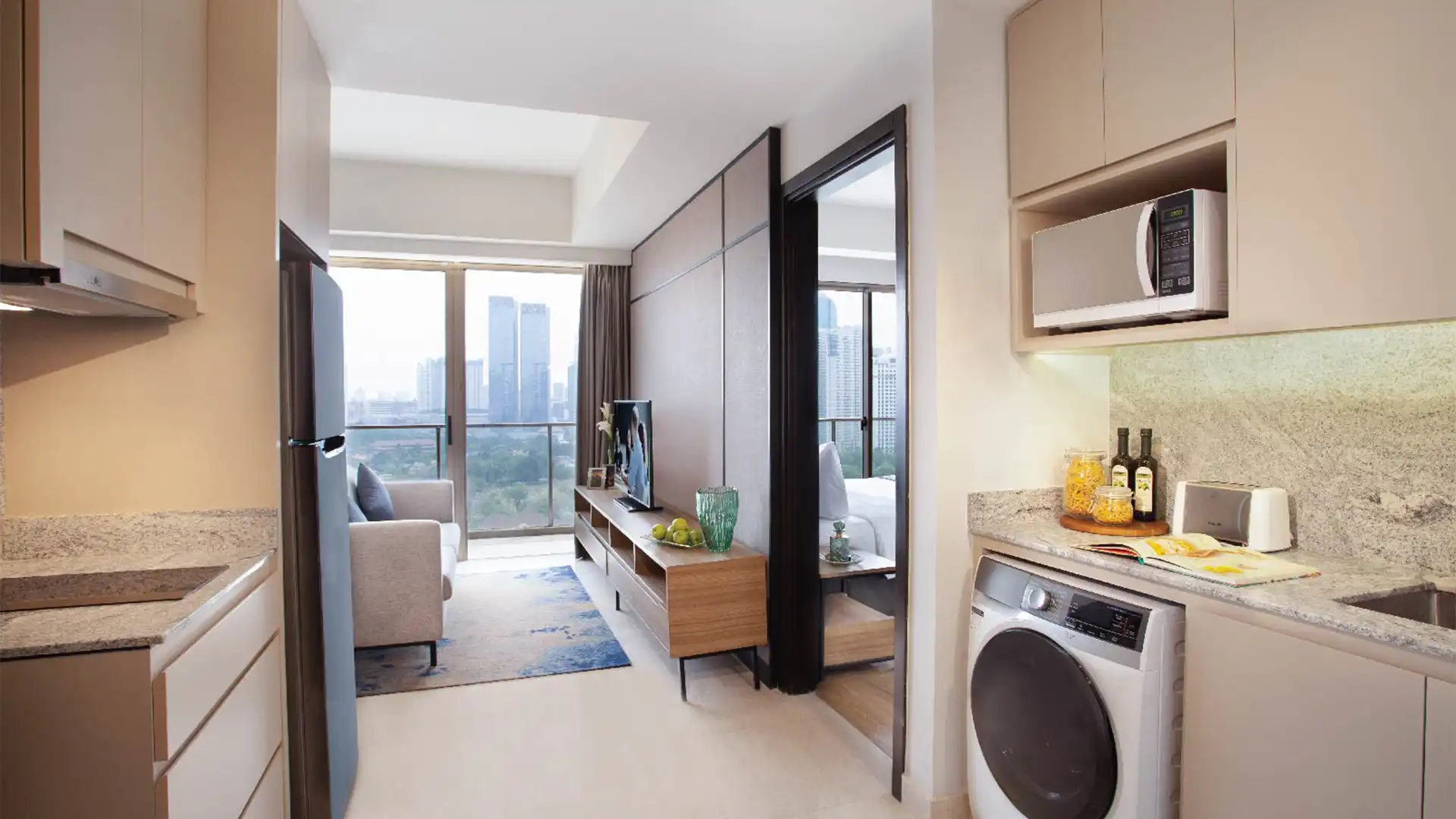 Somerset Sudirman-1BR-Kitche & Living Area Convenient Serviced Apartment at Somerset Sudirman